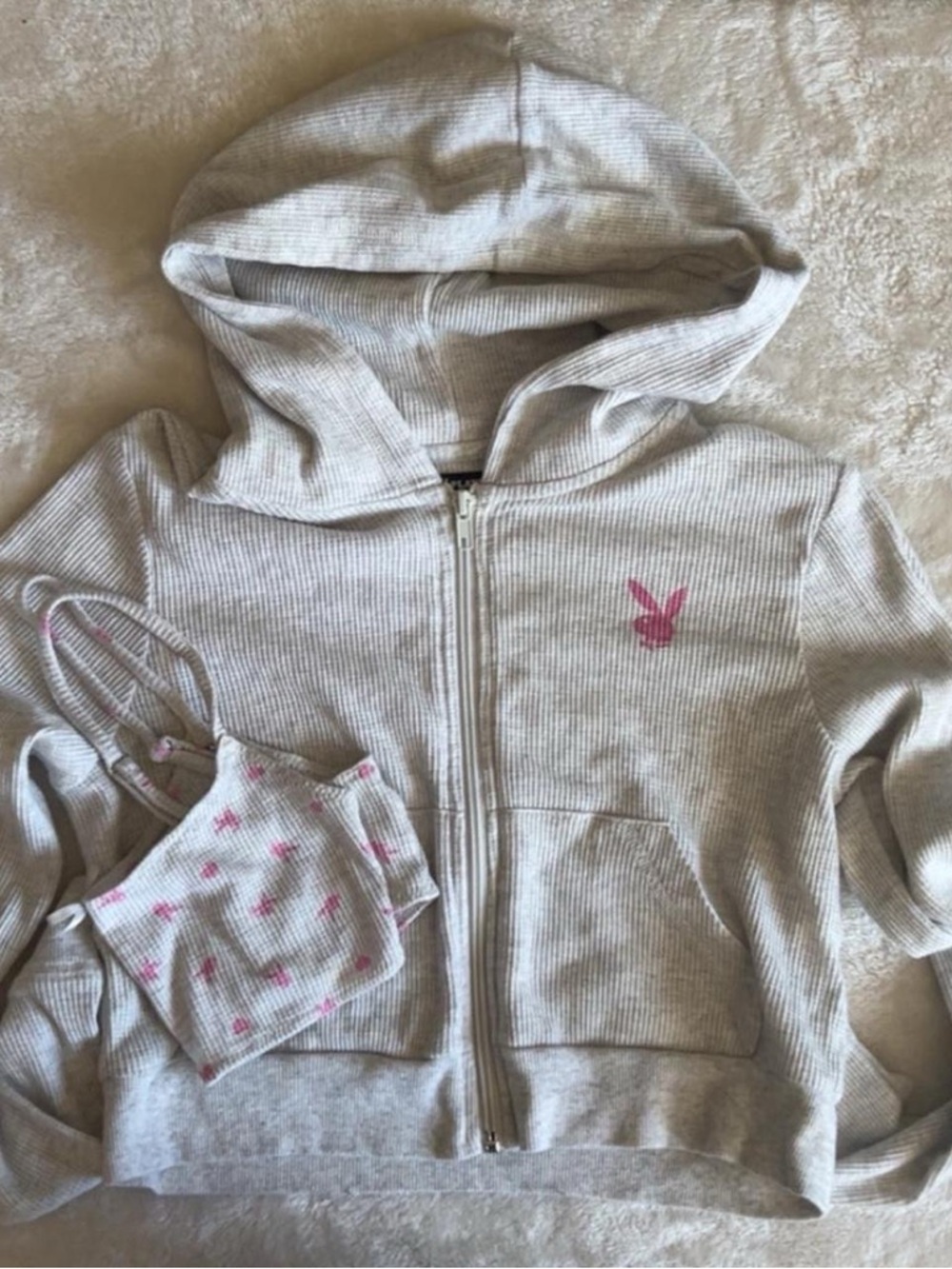 playboy crop hoodie set